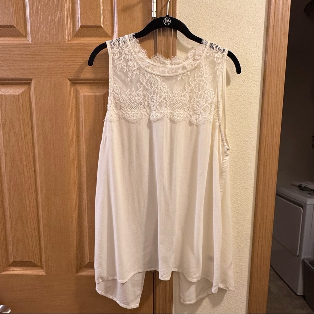 Elegant Lace Trim Cream Top